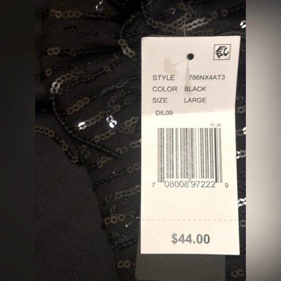 STUNNING Black Bolero Jacket (sequins & fringe) Long See-thru Sleeve LARGE - Picture 9 of 12